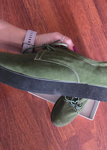 Yeşil Süet Kadın Dolgu Topuk Ayakkabı - Görsel 3