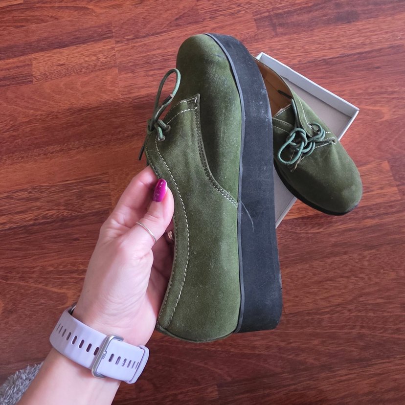 Yeşil Süet Kadın Dolgu Topuk Ayakkabı - Görsel 4