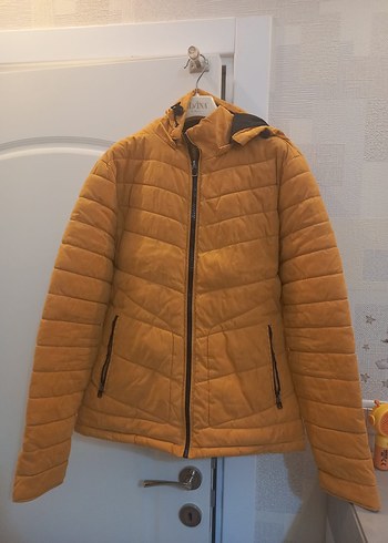 Sarı Fermuarlı erkek Kışlık Mont