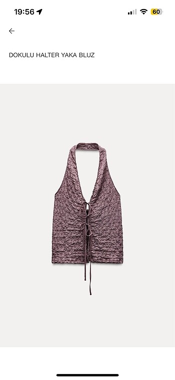 ZARA HALTER YAKA DOKUMALI BLUZ