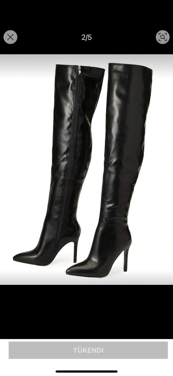 Kadın Siyah Deri Dizüstü Stiletto Çizme - Görsel 3