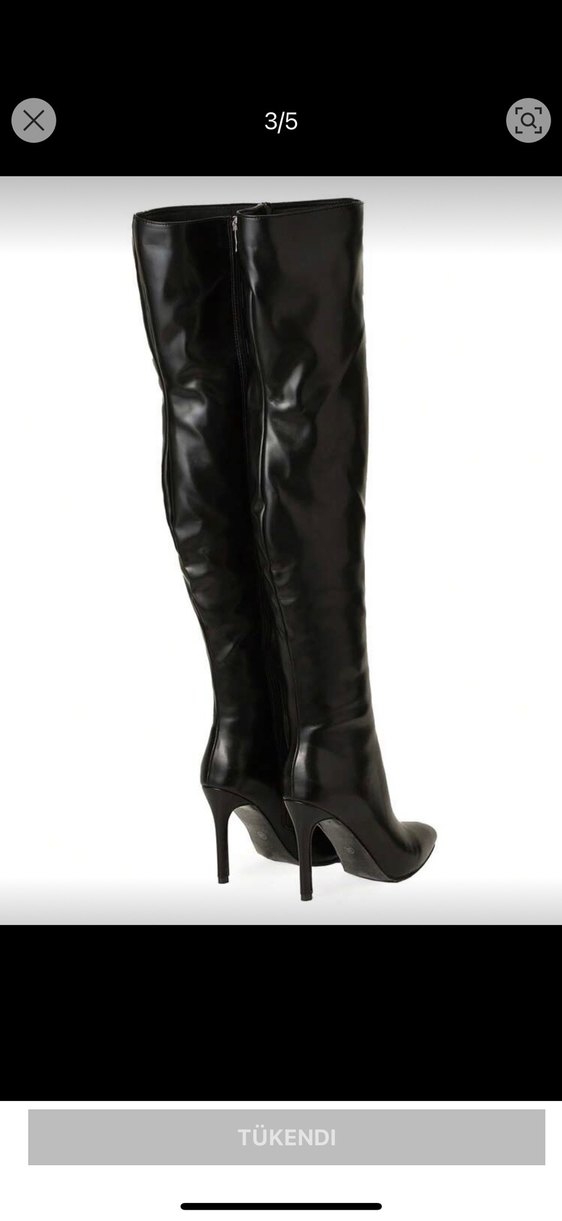 Kadın Siyah Deri Dizüstü Stiletto Çizme - Görsel 2
