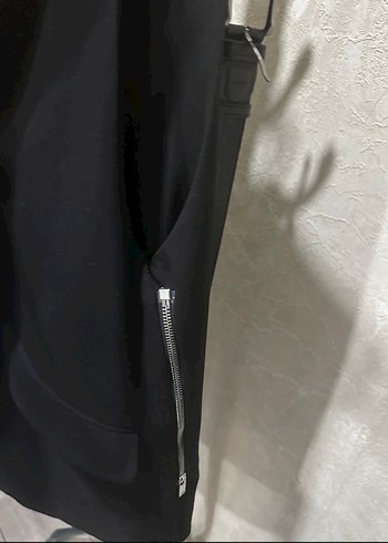 Düğmeli Siyah Kolsuz Oversize Blazer Yelek - Görsel 2