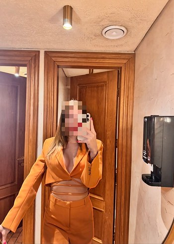 Zara Turuncu Ceket Şort etek Takım - Görsel 2