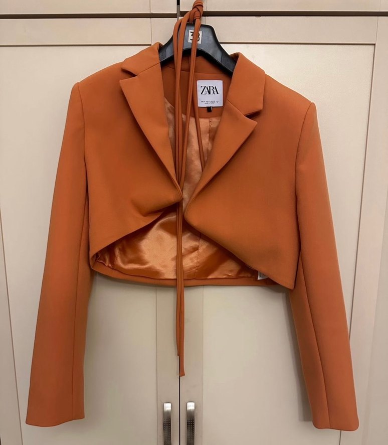 Zara Turuncu Ceket Şort etek Takım - Görsel 4