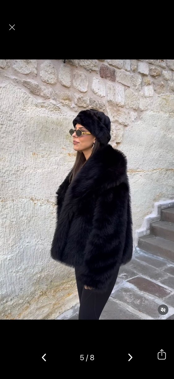 Siyah Kısa Suni Kürk Ceket - Görsel 2