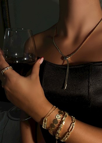 Bvlgari Premium Gold Y Formu Lariat Kolye