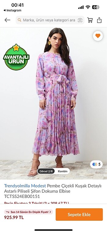 m Beden TRENDYOL MODEST ELBİSE
