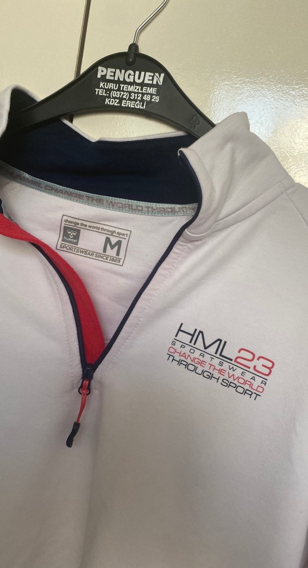 Yarım Fermuarlı Beyaz Kadın Sweatshirt - Görsel 3