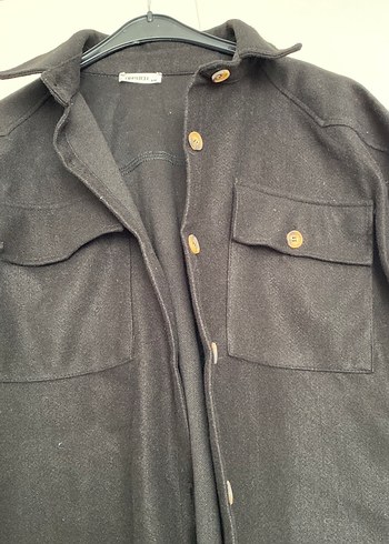 Düğmeli Siyah Süet Midi Ceket - Görsel 4