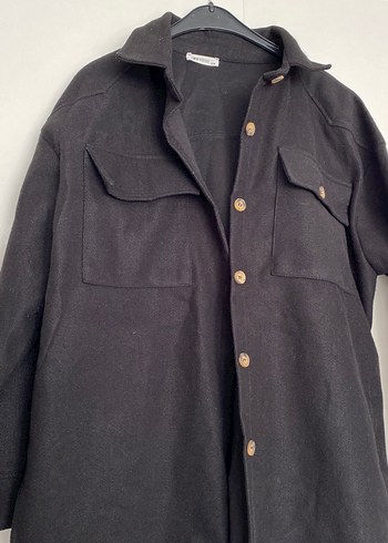 Düğmeli Siyah Süet Midi Ceket - Görsel 2