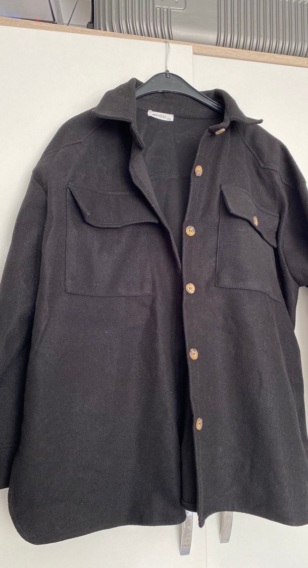 Düğmeli Siyah Süet Midi Ceket - Görsel 2