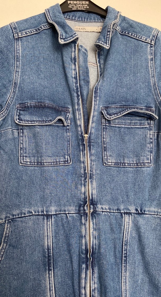 Kadın Lacivert Denim Midi Tulum - Görsel 4