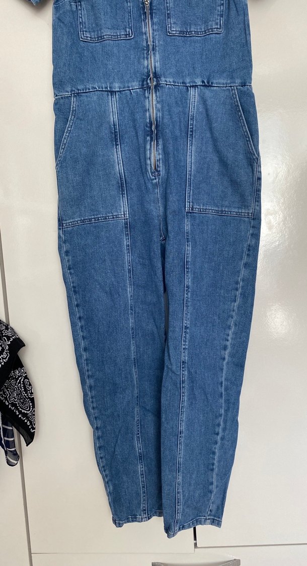 Kadın Lacivert Denim Midi Tulum - Görsel 2