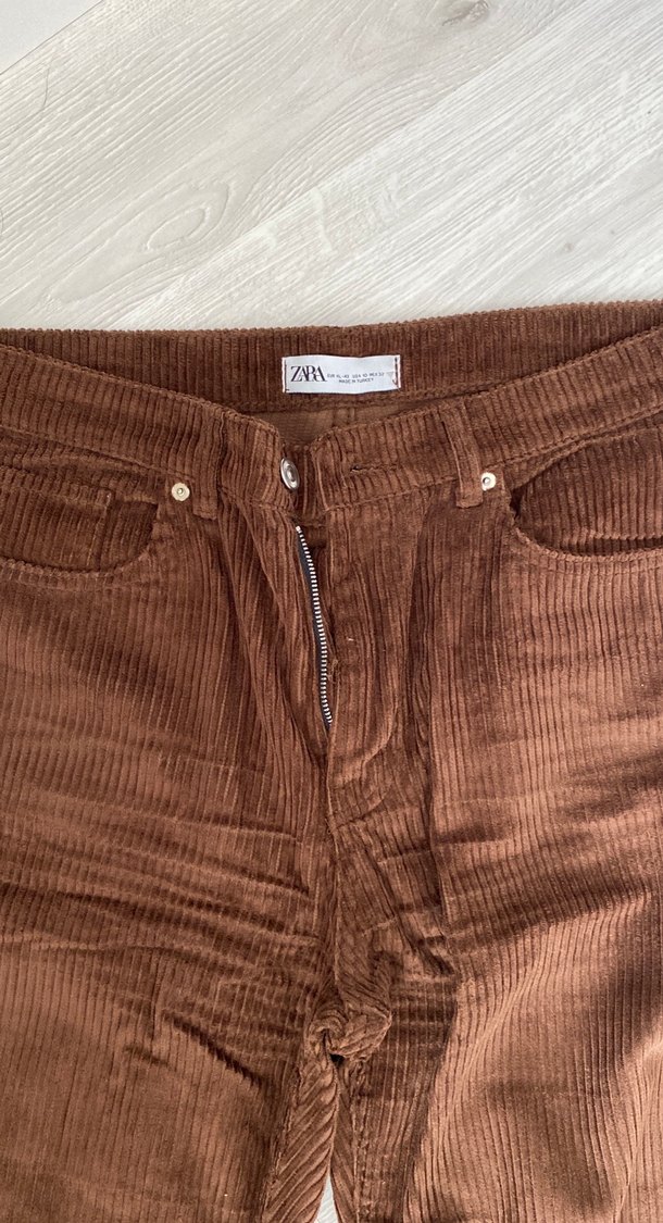 Düğmeli Kahverengi Kadın Süet Pantolon - Görsel 3