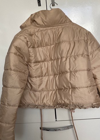 Bej Mini Kısa Kadın Kışlık Mont - Görsel 5