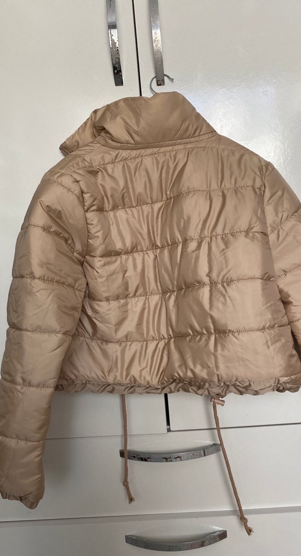 Bej Mini Kısa Kadın Kışlık Mont - Görsel 5