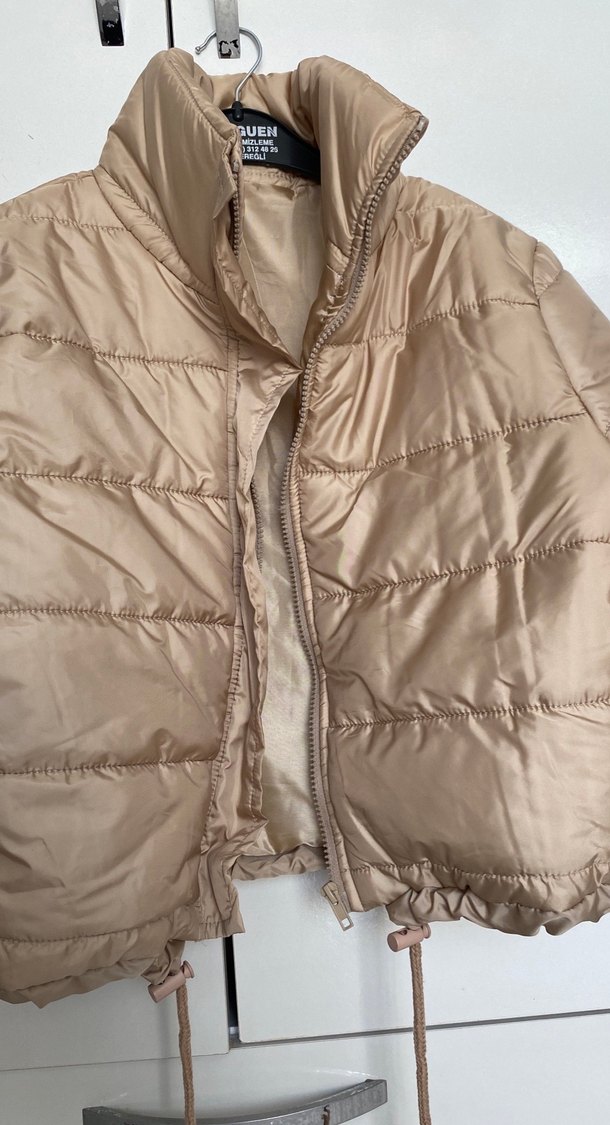 Bej Mini Kısa Kadın Kışlık Mont - Görsel 4