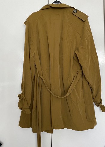 Düğmeli Bej Midi Kadın Trençkot - Görsel 5