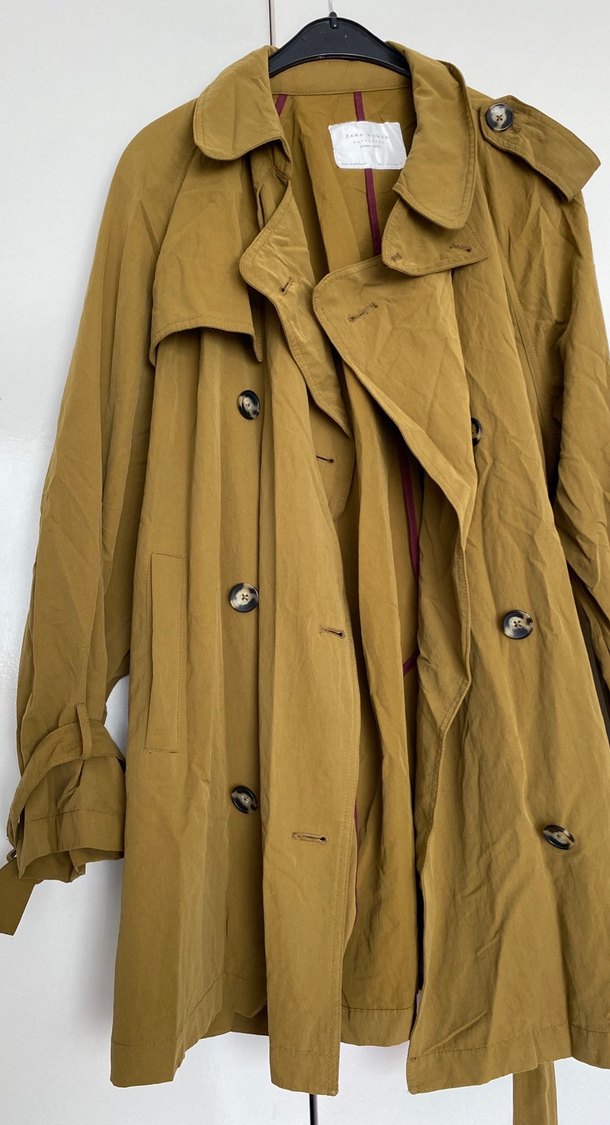 Düğmeli Bej Midi Kadın Trençkot - Görsel 2