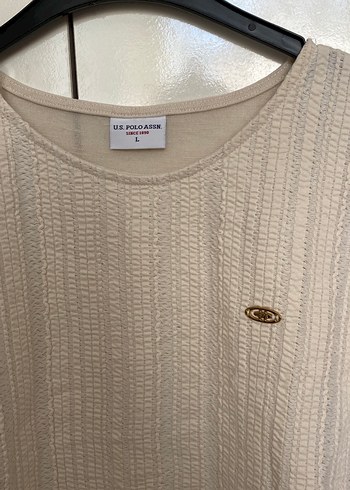 Bej Kısa Kollu Keten Örgü Bluz - Görsel 2