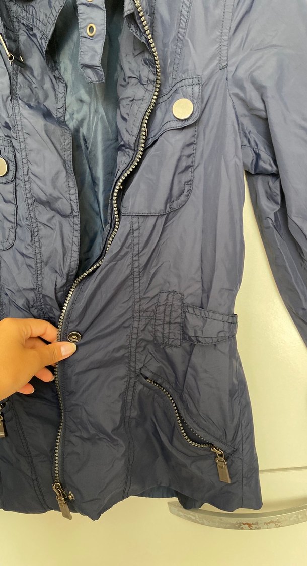 Düğmeli Lacivert Kadın Ceket - Görsel 3