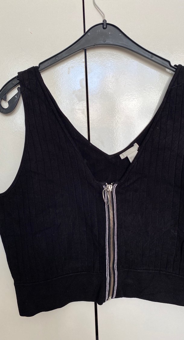 Fermuarlı Siyah V Yakalı Kadın Yelek - Görsel 2