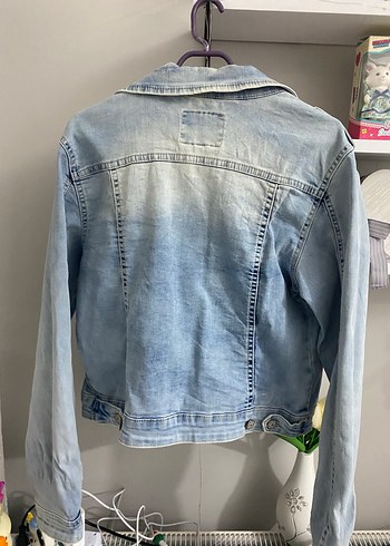 xl Beden mavi Renk Düğmeli Mavi kot Kadın Ceket
