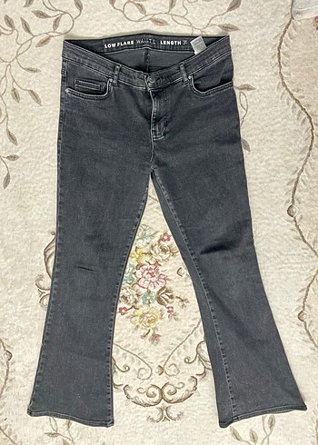 Gri Kadın Denim ispanyol paça Jean