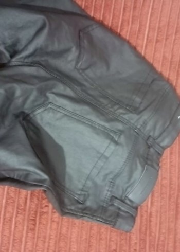 34 Beden Gri Deri Kadın Pantolon