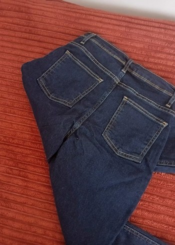 s Beden Kadın Lacivert Kemerli Regular Fit Kot Pantolon