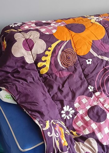 Renkli Çiçek Desenli Mor Çocuk Battaniyesi