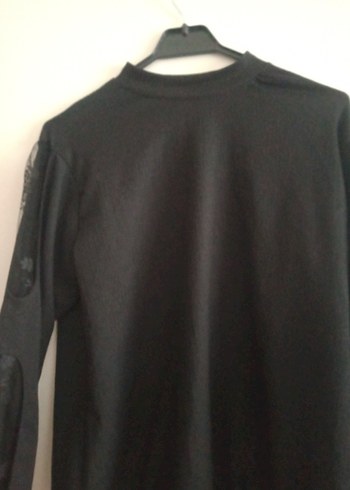 m Beden siyah Renk Siyah Dantel Detaylı Uzun Kollu Goth Sweatshirt