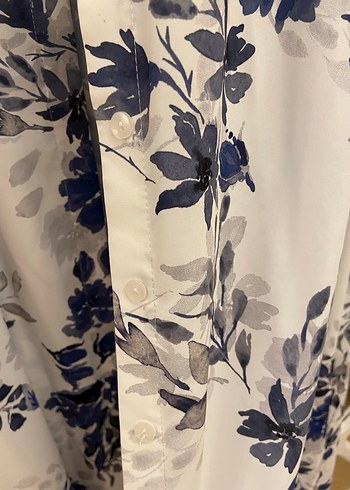 Mavi Çiçek Desenli Uzun Bohem Elbise - Görsel 3