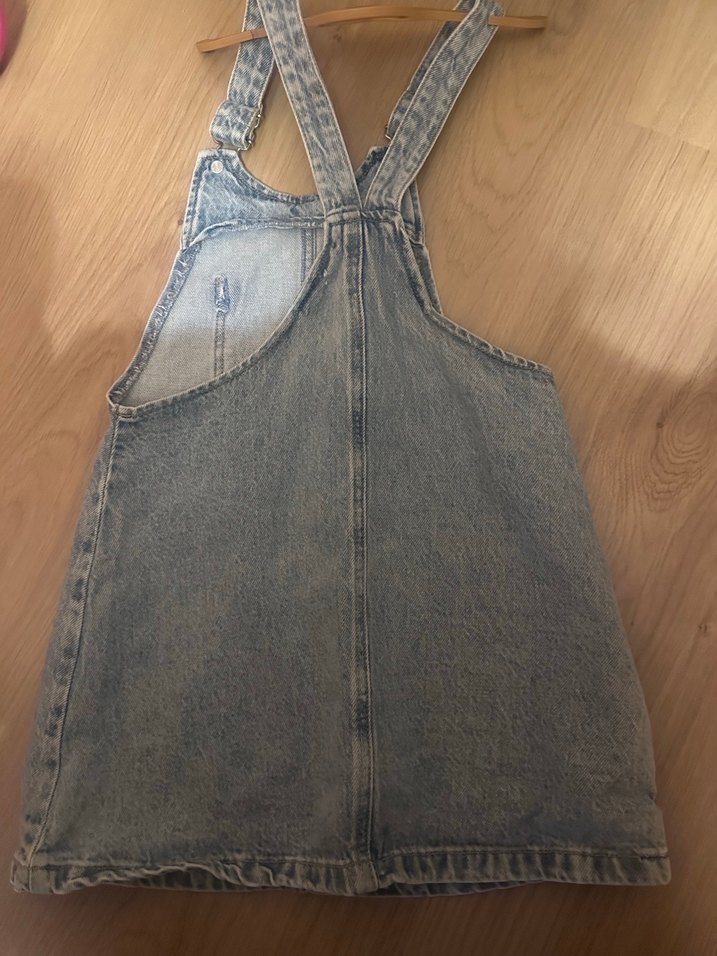 Kız Çocuk Gri Kot Salopet Elbise - Görsel 2