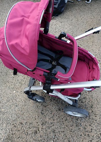 Parlak Pembe Bebek Arabası ve puset - Görsel 3