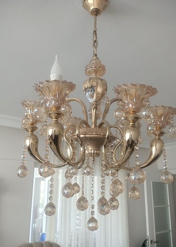 Bej Kristal Detaylı Avize - Görsel 2