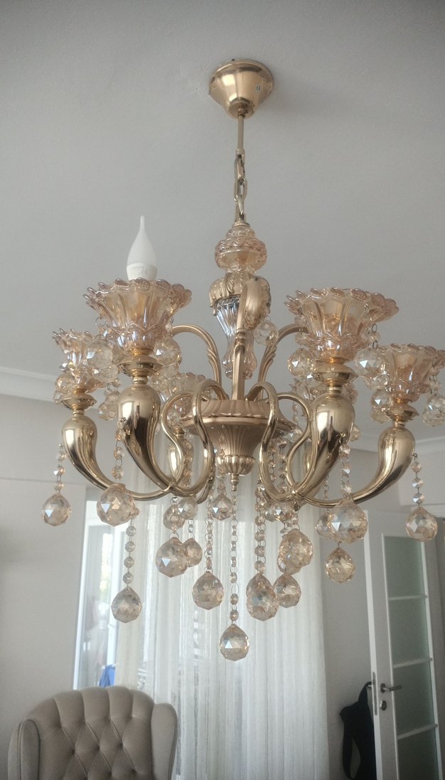 Bej Kristal Detaylı Avize - Görsel 2