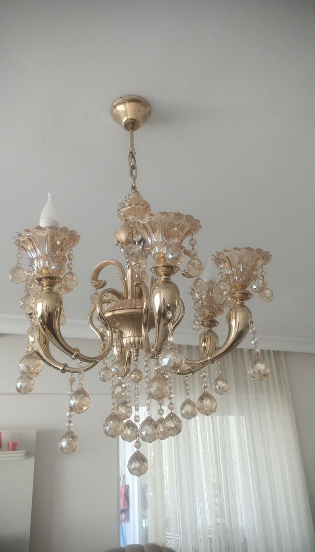 Bej Kristal Detaylı Avize - Görsel 3