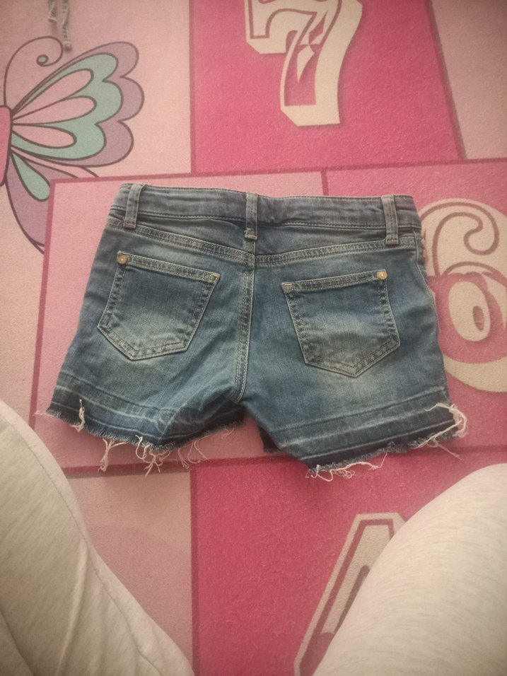 Nakışlı Bol Kesim Kız Denim Şort - Görsel 2