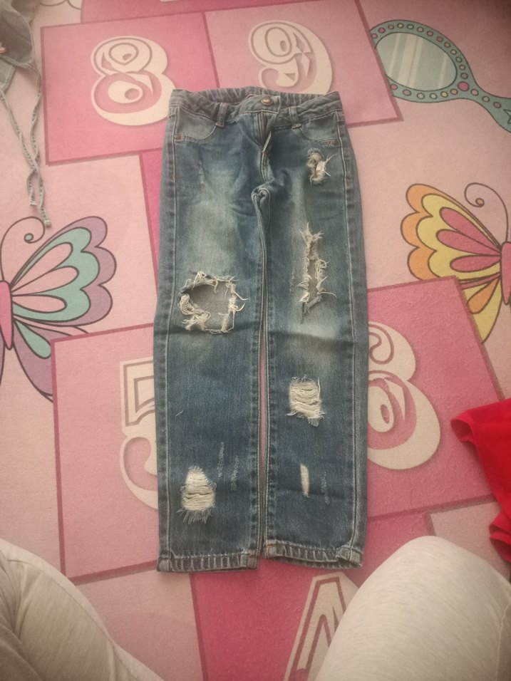 Kadın Renkli Bağcıklı Salaş Denim Pantolon - Görsel 2