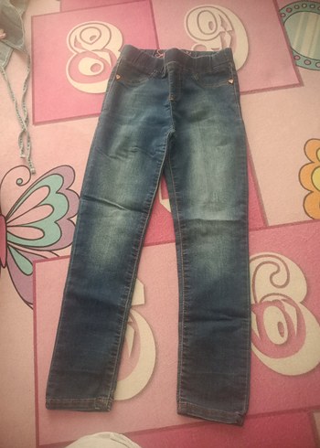 Kız Çocuk Renkli Batik Desenli Dar Kesim Kot Pantolon