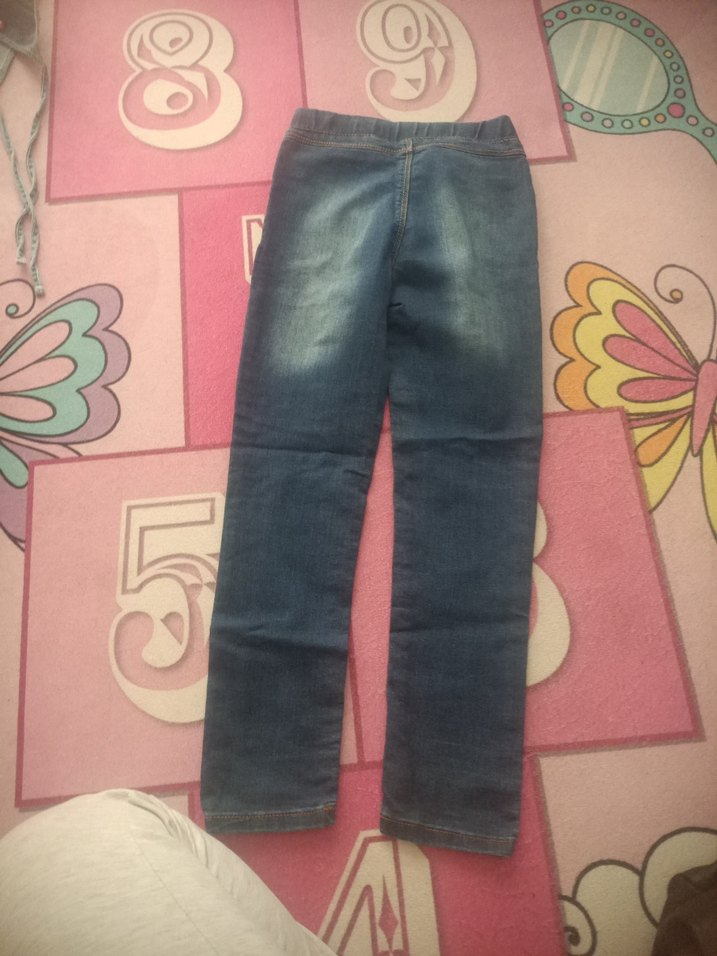 Kız Çocuk Renkli Batik Desenli Dar Kesim Kot Pantolon - Görsel 2