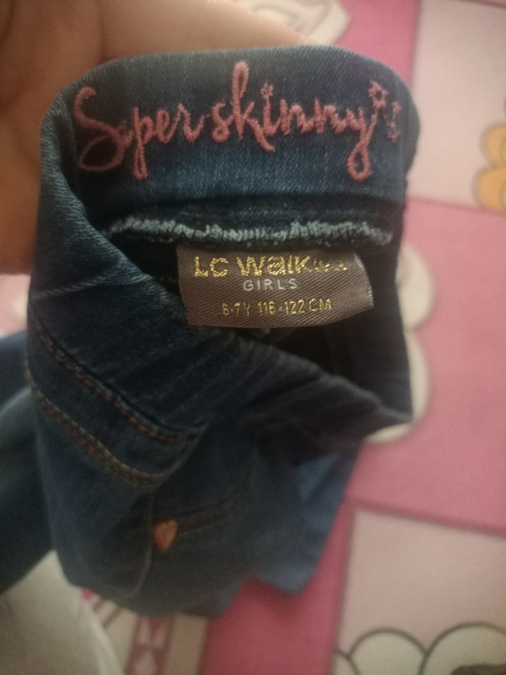 Kız Çocuk Renkli Batik Desenli Dar Kesim Kot Pantolon - Görsel 3