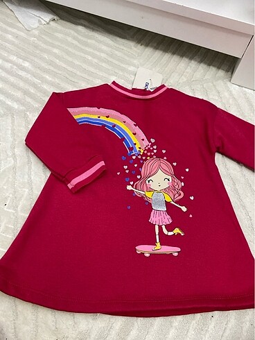 6-9 Ay Beden pembe Renk Bebek elbisesi
