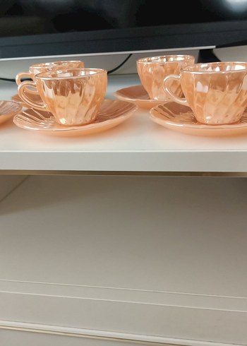 Pastel Bej Cam Fincan ve Tabak Seti - Görsel 3