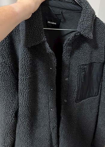 Pull and Bear Pull Bear Siyah Pelus Fermuarli Ceket