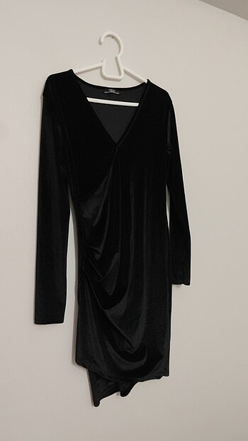 Kadife Elbise Siyah- Bordo  - Görsel 2