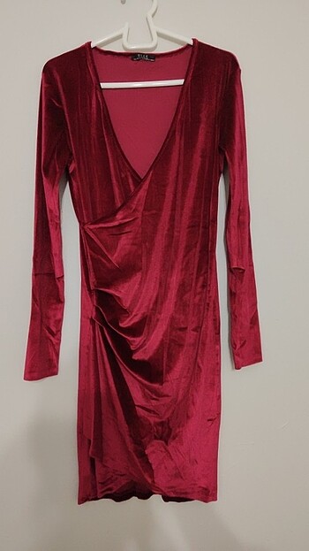 Kadife Elbise Siyah- Bordo  - Görsel 5