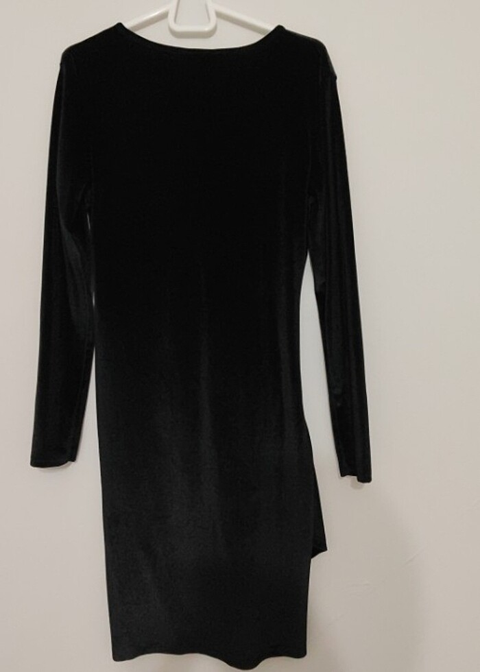 Kadife Elbise Siyah- Bordo  - Görsel 4